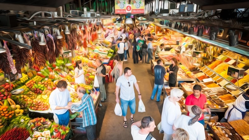 Clase de cocina y visita al mercado de la Boqueria